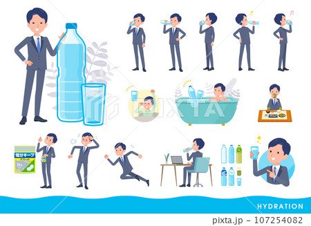 水を飲む営業コンサルタント男性のセット 107254082