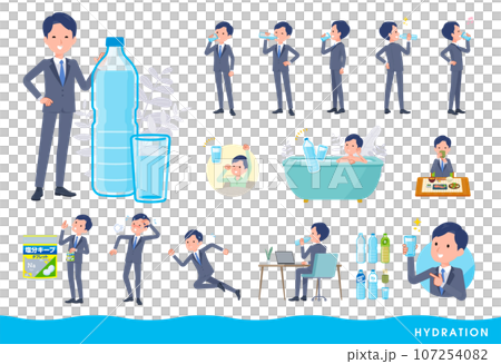 水を飲む営業コンサルタント男性のセット 107254082