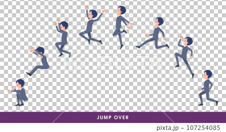 Set of sales consultant men jumping big 107254085