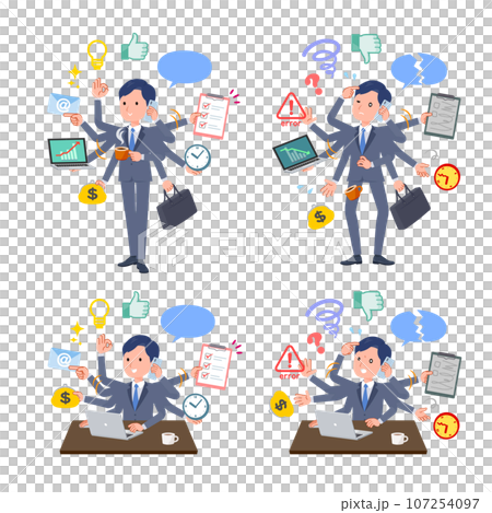 一群男性銷售顧問在辦公室執行多項任務 107254097