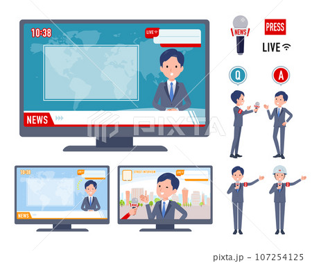 ニュース番組に出演する営業コンサルタント男性のセット 107254125