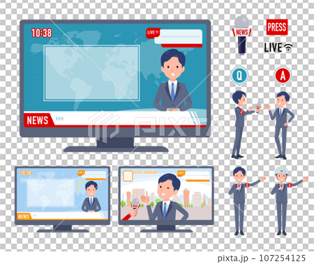ニュース番組に出演する営業コンサルタント男性のセット 107254125