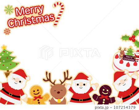 クリスマスのアイシングクッキー風フレーム 横位置 クリスマスのアイシングクッキー風フレーム 横位置 107254379