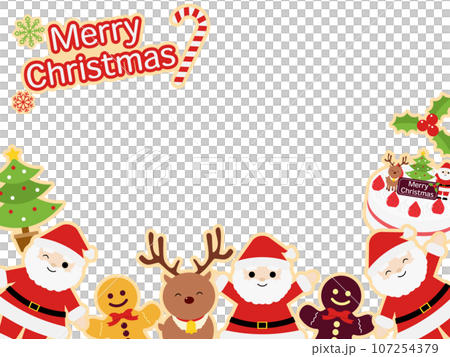 クリスマスのアイシングクッキー風フレーム 横位置 クリスマスのアイシングクッキー風フレーム 横位置 107254379