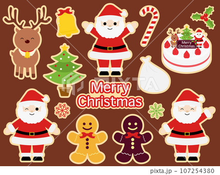クリスマスのアイシングクッキー風アイコンセット 107254380