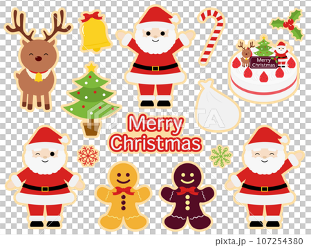 クリスマスのアイシングクッキー風アイコンセット 107254380