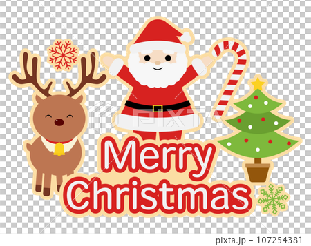 クリスマスのアイシングクッキー風ロゴ 107254381