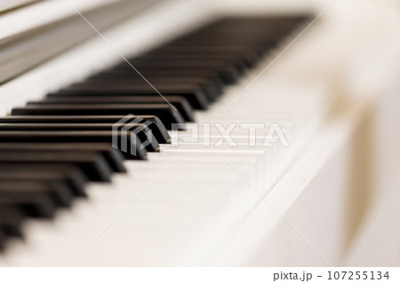 piano keys closeup . High quality photo 107255134
