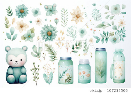 Cute bears with flowers Cute bears with flowers 107255506