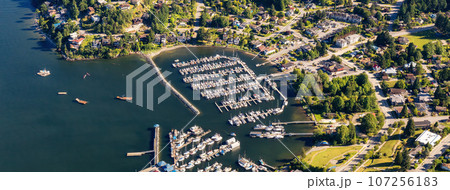 Gibsons, Sunshine Coast, BC, Canada. Aerial View. Sunny Day. Gibsons, Sunshine Coast, BC, Canada. Aerial View. Sunny Day. 107256183