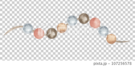 Watercolor illustration of grey, beige, brown, red beads ornament. Isolated illustration on white background. Child nursery item hand drawn. Watercolor illustration of grey, beige, brown, red beads ornament. Isolated illustration on white background. Child nursery item hand drawn. 107256578