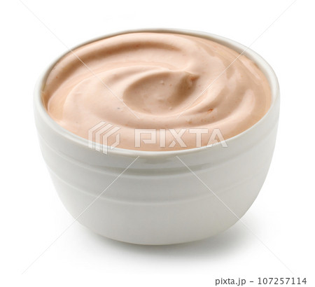 bowl of tomato and mayonnaise sauce bowl of tomato and mayonnaise sauce 107257114