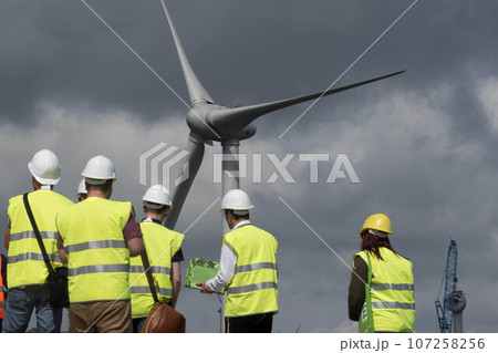 construction site wind power plants in wind farm 107258256