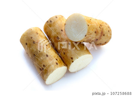 Fresh nagaimo on white background. Fresh nagaimo on white background. 107258688