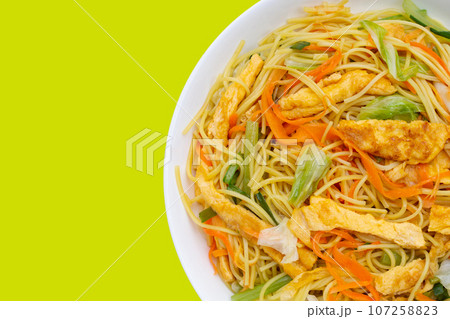Chinese-styled fried noodle. Asian cuisine 107258823