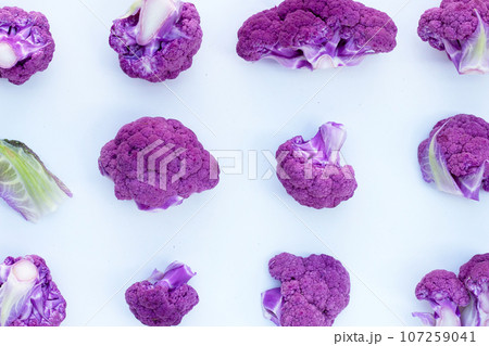 Purple cauliflower on white background. Purple cauliflower on white background. 107259041