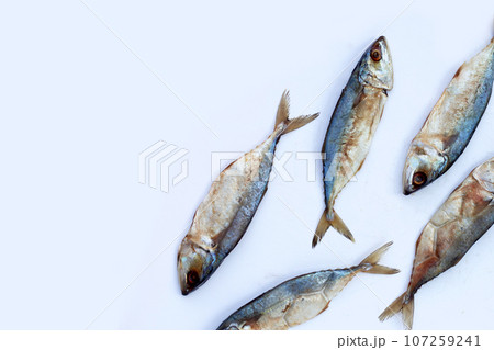 Salted fish on white background. Salted fish on white background. 107259241