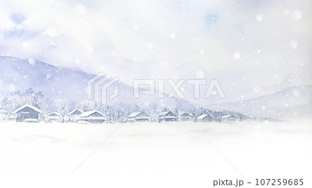雪景色の水彩画 雪景色の水彩画 107259685
