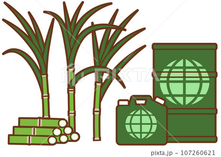 サトウキビと燃料容器に入ったバイオエタノール 107260621