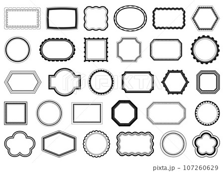 デコラティブなフレームのセット　枠　見出し　タイトル　飾り罫　あしらい　コピースペース　素材 107260629