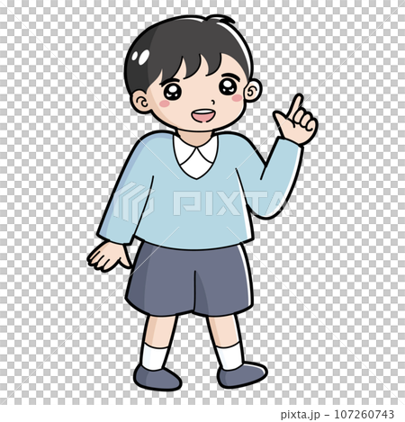 一個男孩用手指指著的插圖 一個男孩用手指指著的插圖 107260743