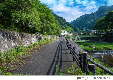 吉田川　吉田元気村付近　上流方面の風景　秩父市上吉田 107261071