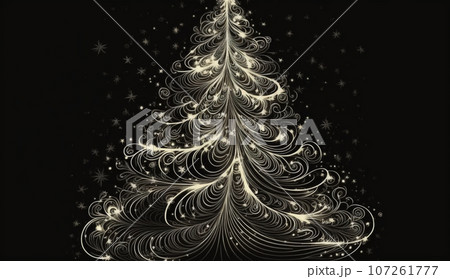 クリスマスツリーの白黒の抽象的イメージ