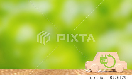 The wood car and eco icon for ecological concept 3d rendering 107261793