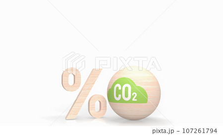The Co2 icon on wood ball for ecological concept 3d rendering 107261794