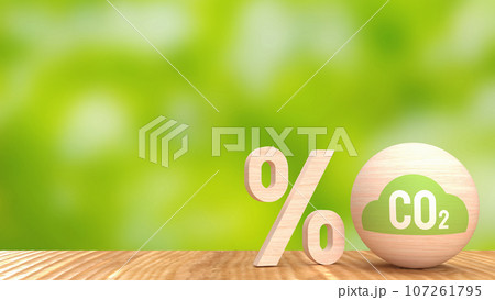 The Co2 icon on wood ball for ecological concept 3d rendering 107261795
