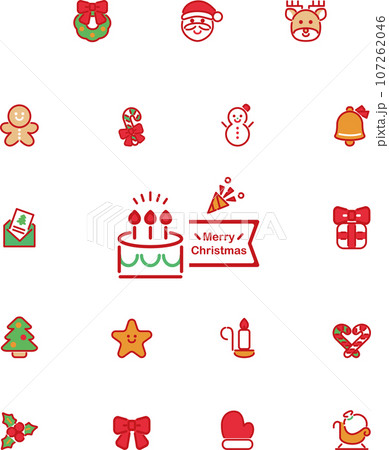 クリスマス アイコン ピクトグラム あしらい 飾り シンプル 線 かわいい イラスト素材セット クリスマス アイコン ピクトグラム あしらい 飾り シンプル 線 かわいい イラスト素材セット 107262046