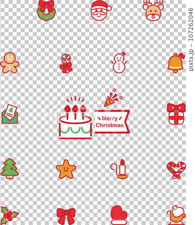 クリスマス アイコン ピクトグラム あしらい 飾り シンプル 線 かわいい イラスト素材セット クリスマス アイコン ピクトグラム あしらい 飾り シンプル 線 かわいい イラスト素材セット 107262046
