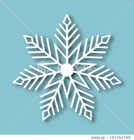 White snowflake with paper effect on a blue background for winter design. White snowflake with paper effect on a blue background for winter design. 107262590