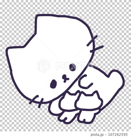 Illustration of cute white color mother cat and kitten breastfeeding their baby Illustration of cute white color mother cat and kitten breastfeeding their baby 107262595