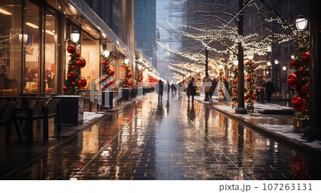 ホワイトクリスマスの街角