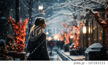 ホワイトクリスマスの街角