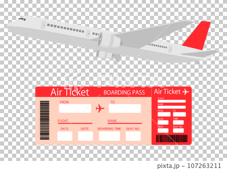飛び立つ飛行機と航空券 107263211