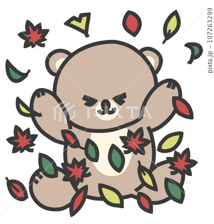 落ち葉とクマのイラスト 落ち葉とクマのイラスト 107263299