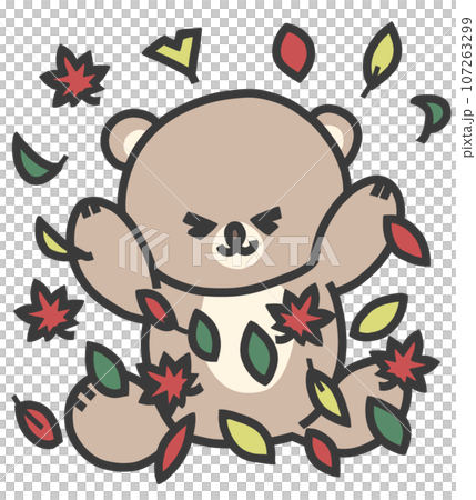 落ち葉とクマのイラスト 落ち葉とクマのイラスト 107263299