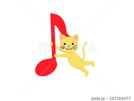 音符にしがみついているネコ 音符にしがみついているネコ 107264477