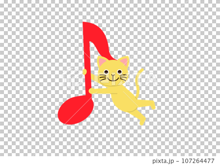 音符にしがみついているネコ 音符にしがみついているネコ 107264477