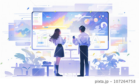 ビジネスミーティング：PC画面を見ながら