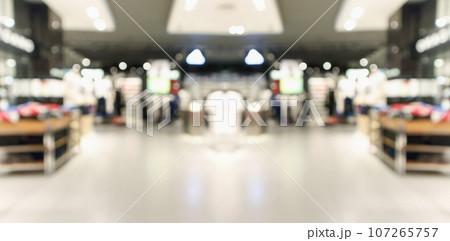 Abstract blur clothing boutique display interior of shopping mall background 107265757