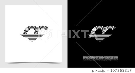 Monogram landscape creative logo vector template 107265817