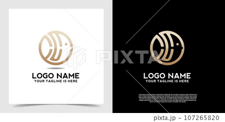 Geometric cute fish logo vector. Golden fish icon logo template 107265820