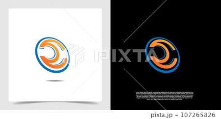 Geometric circular graphic element logo vector. Business logo vector template 107265826