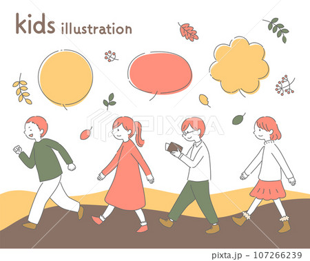 秋の子供達のイラスト 107266239