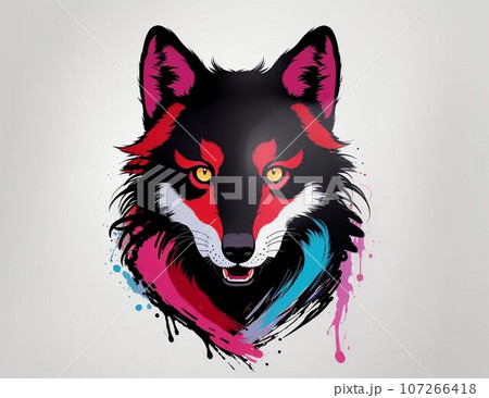 カラフルなオオカミベクターアイコン カラフルなオオカミベクターアイコン 107266418