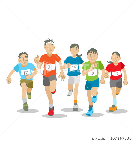 マラソンで競い合う子供達 マラソンで競い合う子供達 107267336