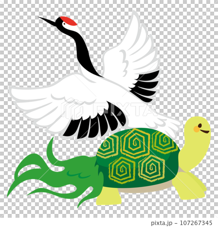 おめでたい鶴と亀のベクターイラスト おめでたい鶴と亀のベクターイラスト 107267345